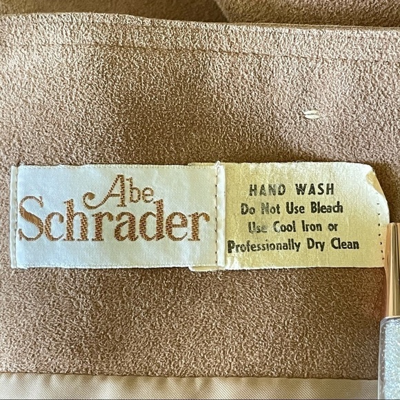 Vintage Abe Schrader Ultra Suede Peak Lapel Button Front Blazer Jacket Tan Small - Picture 14 of 16